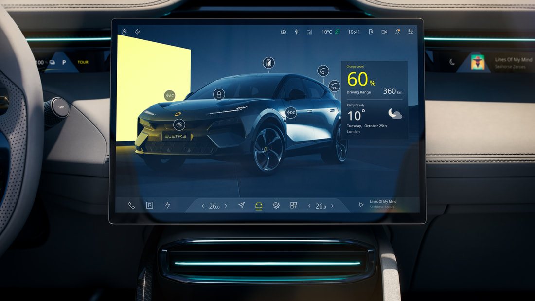 The Eletre's 15.1-inch landscape infotainment screen