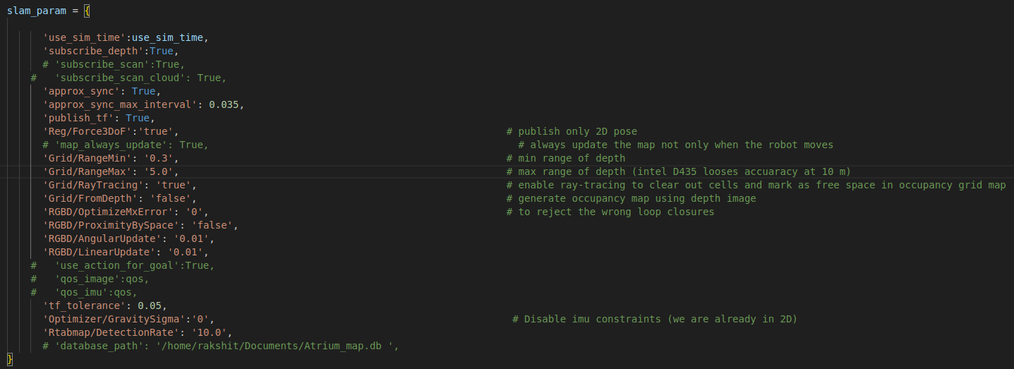 RTAB-Map SLAM parameter configuration