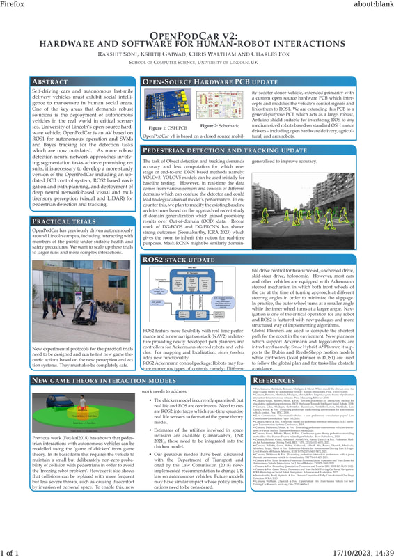 First page of the OpenPodCar V2 research poster